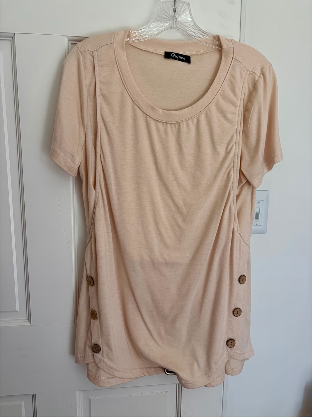Quinee Short Sleeve Button Side Nursing and Maternity Tunic Top